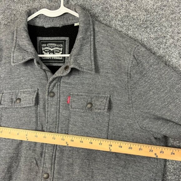 Levi's Strauss‎ Sherpa Lined Button Shirt Jacket Men Size L Long Sleeve Gray - Picture 6 of 10